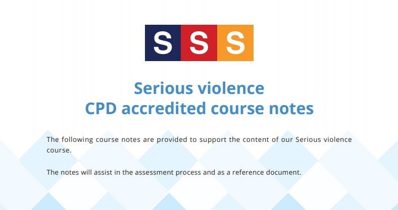 Safeguarding Training portal - screen shot of course notes